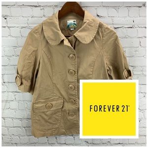 Forever 21 Tan Short Sleeve Poplin Jacket Size Small
